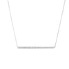 White gold pave diamond bar necklace on a white background
