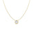 The Roberto Coin DIAMONDS BY THE INCH SINGLE BEZEL NECKLACE is an 18K gold piece featuring a round white diamond in a simple bezel pendant, ideal for layering and shown on a white background.