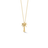 Yellow gold palm tree necklace on a white background