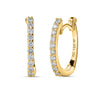 Roberto Coin Diamond Classic Huggy Hoop Earrings in 18K Yellow Gold – Pavé Diamond (front view)