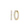 THE PERFECT DIAMOND HOOP® SMALL INSIDE OUTSIDE EARRINGS by Roberto Coin: 18K gold earrings encrusted with round white diamonds in an inside-outside hoop design, shown front and side on a plain white background.