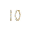 THE PERFECT DIAMOND HOOP® INSIDE OUTSIDE EARRINGS by Roberto Coin: 18K gold earrings encrusted with round diamonds in an inside-outside hoop design, shown front and side on a plain white background.