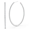 THE PERFECT DIAMOND HOOP® XX LARGE INSIDE OUTSIDE OPEN EARRINGS by Roberto Coin—luxurious, thin hoops with sparkling white diamonds—are displayed from the side and front on a plain white background.