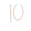 THE PERFECT DIAMOND HOOP® XX LARGE INSIDE OUTSIDE OPEN EARRINGS by Roberto Coin: extra-large rose gold hoops, each featuring a single row of sparkling white diamonds, shown against a white background.