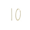 THE PERFECT DIAMOND HOOP® Inside Outside Open Earrings by Roberto Coin, crafted in 18K gold with sparkling diamonds set along the edges. Shown against a white background: one hoop displayed from the side, one from the front.