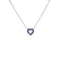 The Roberto Coin TINY TREASURES REVERSIBLE HEART NECKLACE features a delicate silver chain and a small heart pendant with dark blue gemstones, shown centered on a plain white background.