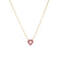 The Roberto Coin TINY TREASURES REVERSIBLE HEART NECKLACE features a delicate gold chain and a small open heart pendant with pink gemstones, centered against a plain white background.