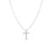 The TINY TREASURES SMALL DIAMOND SQUARE CROSS NECKLACE by Roberto Coin showcases a sparkling diamond-adorned square cross pendant in 18K white gold, elegantly displayed on a white background.
