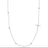 The Roberto Coin TINY TREASURES DIAMOND SLIVER CROSS AND STATION NECKLACE is a delicate white gold chain with a sparkling diamond cross and diamond bezel stations, offering minimalist elegance that stands out against any plain backdrop.