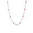 The Roberto Coin Diamonds by the Inch Diamond and Ruby Station Long Necklace showcases alternating clear diamonds and red rubies in a slim, chain-like design, presented against a white background.