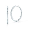 THE PERFECT DIAMOND HOOP® LARGE INSIDE OUTSIDE EARRINGS by Roberto Coin, crafted in 18K white gold and set with round white diamonds, are shown from side and front views against a white background.