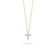 The Roberto Coin TINY TREASURES MINI DIAMOND CROSS NECKLACE features a delicate 18K gold chain with a petite, diamond-studded cross pendant—an elegant, timeless piece displayed against a white background.