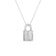 The TINY TREASURES PAVE DIAMOND LOCK NECKLACE by Roberto Coin features a modern silver chain with a padlock-shaped pendant encrusted in neat rows of pavé diamonds, blending elegance and contemporary style.