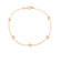 Rose gold bracelet featuring 5 diamond stations on a white background