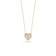 The Roberto Coin TINY TREASURES DIAMOND PUFFED HEART NECKLACE is an elegant 18K gold piece with a diamond-encrusted puffed heart pendant, beautifully displayed against a white background.