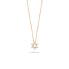 The TINY TREASURES DIAMOND STAR OF DAVID NECKLACE by Roberto Coin features a delicate 18K gold chain with a diamond-embellished six-pointed Star of David pendant, shown on a white background.