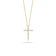 The Roberto Coin TINY TREASURES DIAMOND SLIVER CROSS NECKLACE is an 18K gold minimalist necklace featuring a diamond-accented cross pendant, shown on a plain white background.