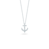 The Roberto Coin TINY TREASURES DIAMOND ANCHOR NECKLACE features a silver chain and a sparkling, diamond-encrusted anchor pendant, showcased against a plain white background.