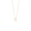 Gold chain necklace with small letter "C" pendant set with diamonds.