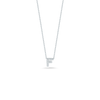 Silver chain necklace with small letter F pendant set with diamonds.