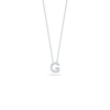 Silver chain necklace with diamond-set letter G pendant.