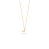 The Roberto Coin TINY TREASURES DIAMOND LOVE LETTER NECKLACE features an 18K gold chain with a diamond-studded letter J pendant, shown against a plain white background.