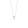 Silver chain necklace with diamond-studded letter Z pendant.