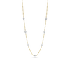The DIAMONDS BY THE INCH SEVEN STATION DOG BONE NECKLACE by Roberto Coin is a delicate 18K gold piece with evenly spaced round white gemstones, shown on a plain white background.