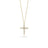 The Roberto Coin TINY TREASURES DIAMOND TAPERED CROSS NECKLACE is crafted in 18K white gold, featuring a diamond-encrusted cross pendant, elegantly shown on a plain white background.