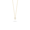 The TINY TREASURES DIAMOND BABY CROSS NECKLACE by Roberto Coin is crafted in 18K gold and features a delicate, diamond-accented cross pendant for a timeless minimalist look.