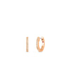 The Roberto Coin CLASSIC DIAMOND EXTRA SMALL HOOP EARRINGS feature rows of sparkling diamonds set in 18K gold. Shown side by side on a plain white background.