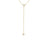 The Roberto Coin DIAMONDS BY THE INCH DANGLE BEZEL NECKLACE is an Italian-crafted 18K yellow gold Y-necklace, featuring two round bezel-set diamonds—one at the center and one on the drop chain—displayed on a white background.