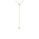 The Roberto Coin DIAMONDS BY THE INCH DANGLE BEZEL NECKLACE is an Italian-crafted 18K yellow gold Y-necklace, featuring two round bezel-set diamonds—one at the center and one on the drop chain—displayed on a white background.