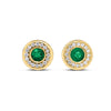 Roberto Coin Tiny Treasures Gemstone Stud Earrings in 18K Yellow Gold, Emerald – Diamond, Blue Sapphire, Emerald, Ruby (front view)