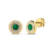 Roberto Coin Tiny Treasures Gemstone Stud Earrings in 18K Yellow Gold, Emerald – Diamond, Blue Sapphire, Emerald, Ruby (angled view)