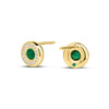 Roberto Coin Tiny Treasures Gemstone Stud Earrings in 18K Yellow Gold, Emerald – Diamond, Blue Sapphire, Emerald, Ruby (back view)