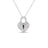 The Roberto Coin TINY TREASURES DIAMOND HEART LOCK NECKLACE features a heart-shaped 18K white gold pendant with sparkling diamonds and a keyhole at the center, shown against a white background.