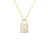 Gold chain necklace with diamond-encrusted padlock pendant featuring a keyhole cutout.