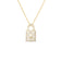 Gold chain necklace with diamond-encrusted padlock pendant featuring a keyhole cutout.