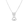 The Roberto Coin TINY TREASURES DIAMOND BUNNY OUTLINE NECKLACE features a sparkling bunny head pendant with white diamonds on an 18K white gold chain—an elegant, everyday accessory.