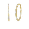 THE PERFECT DIAMOND HOOP® LARGE INSIDE OUTSIDE LEVER BACK EARRINGS by Roberto Coin, crafted in 18K gold and set with white diamonds, are displayed in side and front views against a plain white background.