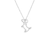 The TINY TREASURES DIAMOND SCOTTIE DOG NECKLACE by Roberto Coin features a sparkling diamond Scottie dog pendant on a delicate 18K white gold chain, displayed against a white background.