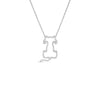 The Roberto Coin TINY TREASURES DIAMOND OUTLINED DOG NECKLACE features a delicate 18K white gold chain with a diamond-outlined sitting dog pendant, perfect luxury jewelry for dog lovers. Shown on a plain white background.
