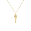 The Roberto Coin TINY TREASURES DIAMOND ACCENT KEY NECKLACE showcases a delicate 18K yellow gold key pendant with three sparkling diamond accents, offering a timeless and elegant design.