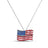 White gold necklace with enamel and diamond American flag pendant on a white background