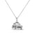 White gold taxi cab necklace with diamond headlights on a white background