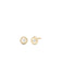 The CLASSIC DIAMOND EARRINGS by Roberto Coin feature a small round diamond in an 18K gold bezel setting, showcasing timeless elegance against a plain white background.