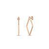Roberto Coin DESIGNER GOLD SMALL SQUARE HOOP EARRINGS shown from the front and side on a plain white background. One view displays the square shape, while the other highlights their slim profile and butterfly back closure.