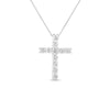 The CLASSIC DIAMOND LARGE SQUARE CROSS NECKLACE by Roberto Coin is crafted in 18K white gold, featuring a diamond-adorned cross pendant on a fine chain, showcased against a plain white background.