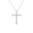 The CLASSIC DIAMOND LARGE SQUARE CROSS NECKLACE by Roberto Coin is crafted in 18K white gold, featuring a diamond-adorned cross pendant on a fine chain, showcased against a plain white background.